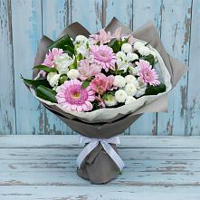 Букет цветов из:  Герберы, Альстромерии и Хризантемы в Алабушево