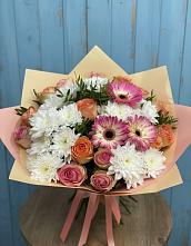 Букет цветов из:  Розы, Герберы и Хризантемы в Алабушево