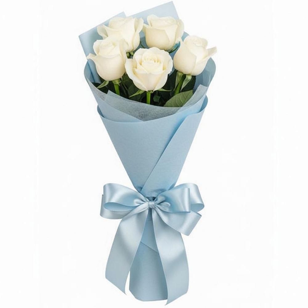 Букет 5 Белых роз Проуд в Алабушево