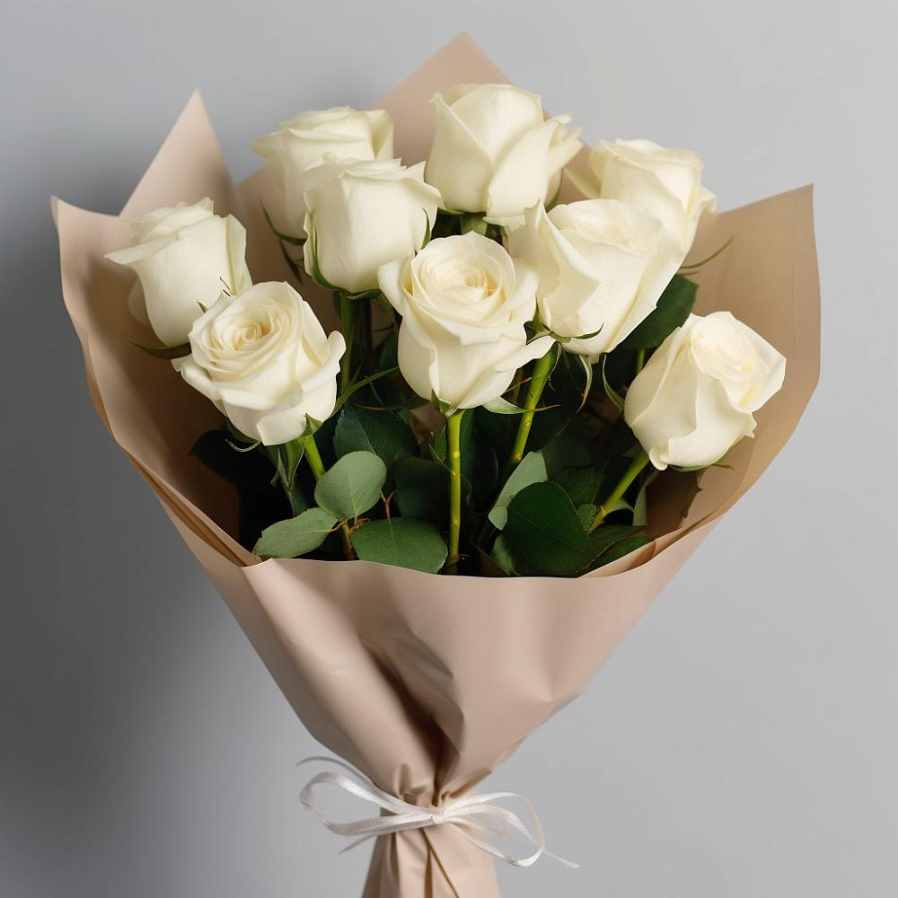 Букет 9 Белых роз Эдлесс Лав в Алабушево