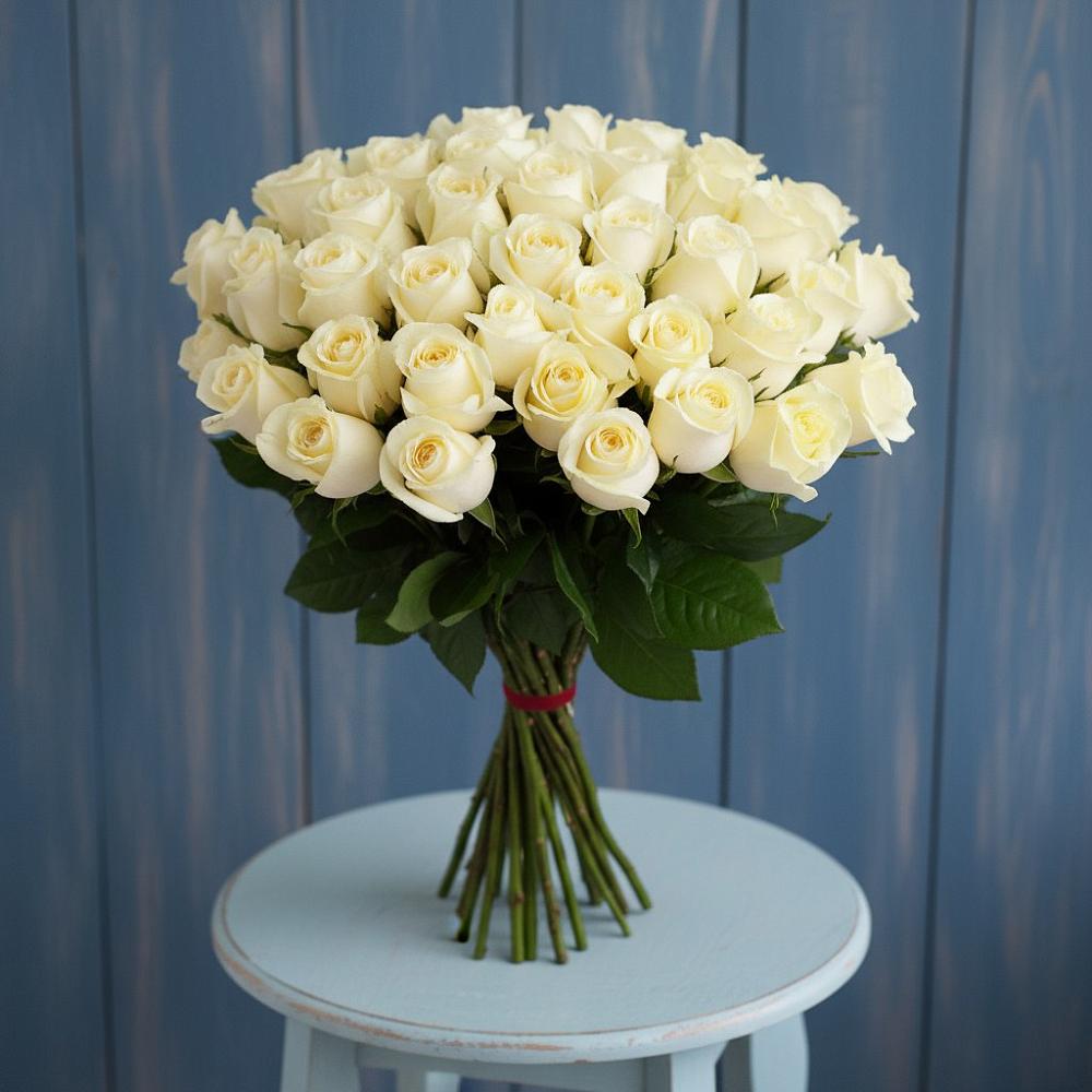 Букет 51 Белая роза Эдлесс Лав в Алабушево