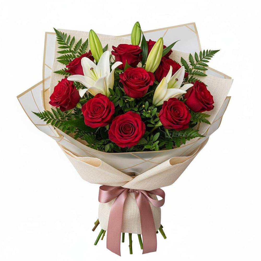 Букет цветов из: Лилии и Розы в Алабушево