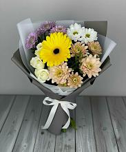 Букет цветов из:  Розы, Герберы и Хризантемы в Алабушево