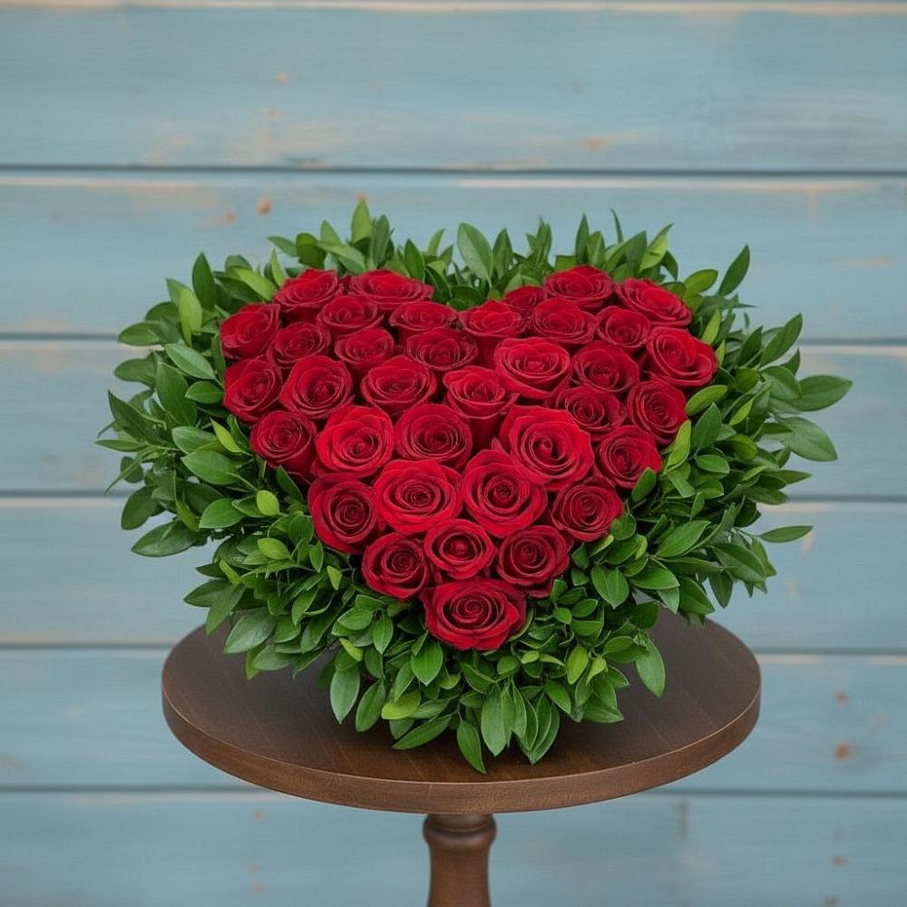 Цветочная композиция из Розы в виде сердца в Алабушево