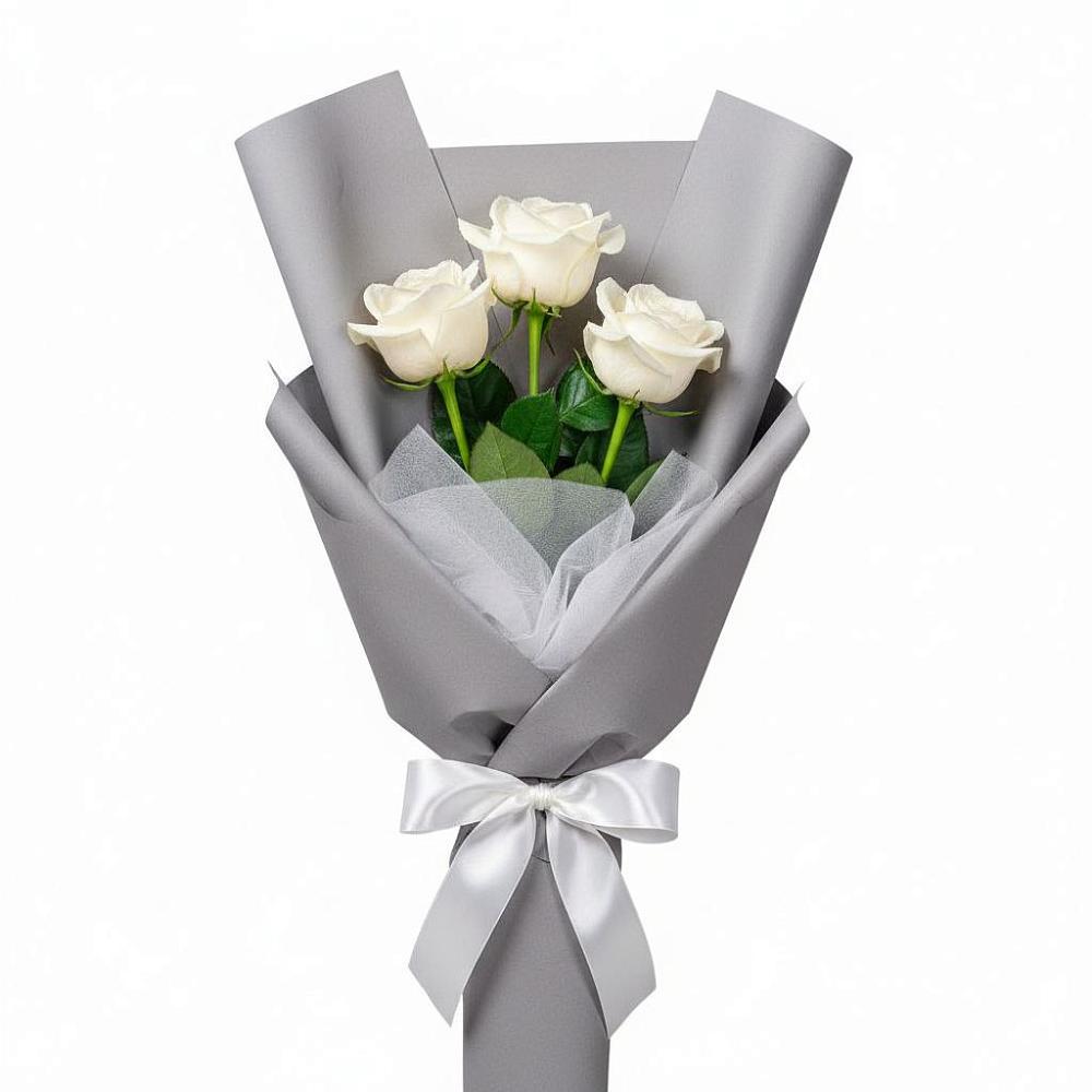 Букет 3 белые розы в Алабушево