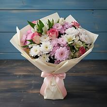 Букет цветов из:  Хризантемы, Альстромерии и Розы в Алабушево