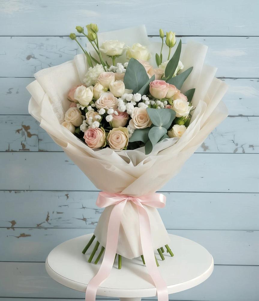 Букет цветов из: Розы и Лизиантусы в Алабушево