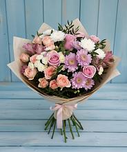 Букет цветов из:  Хризантемы, Розы и Альстромерии #REPLACE_PRED# Алабушево