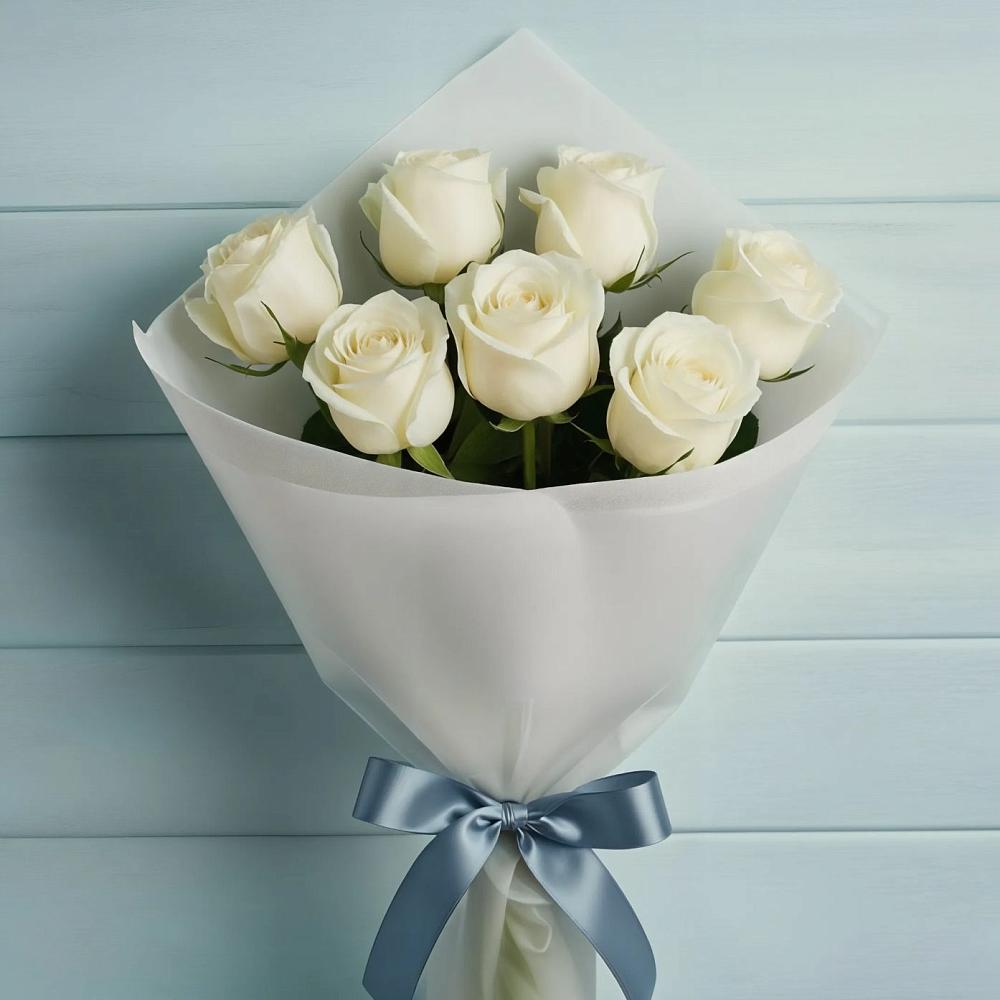 Букет 7 Белых роз Эдлесс Лав в Алабушево